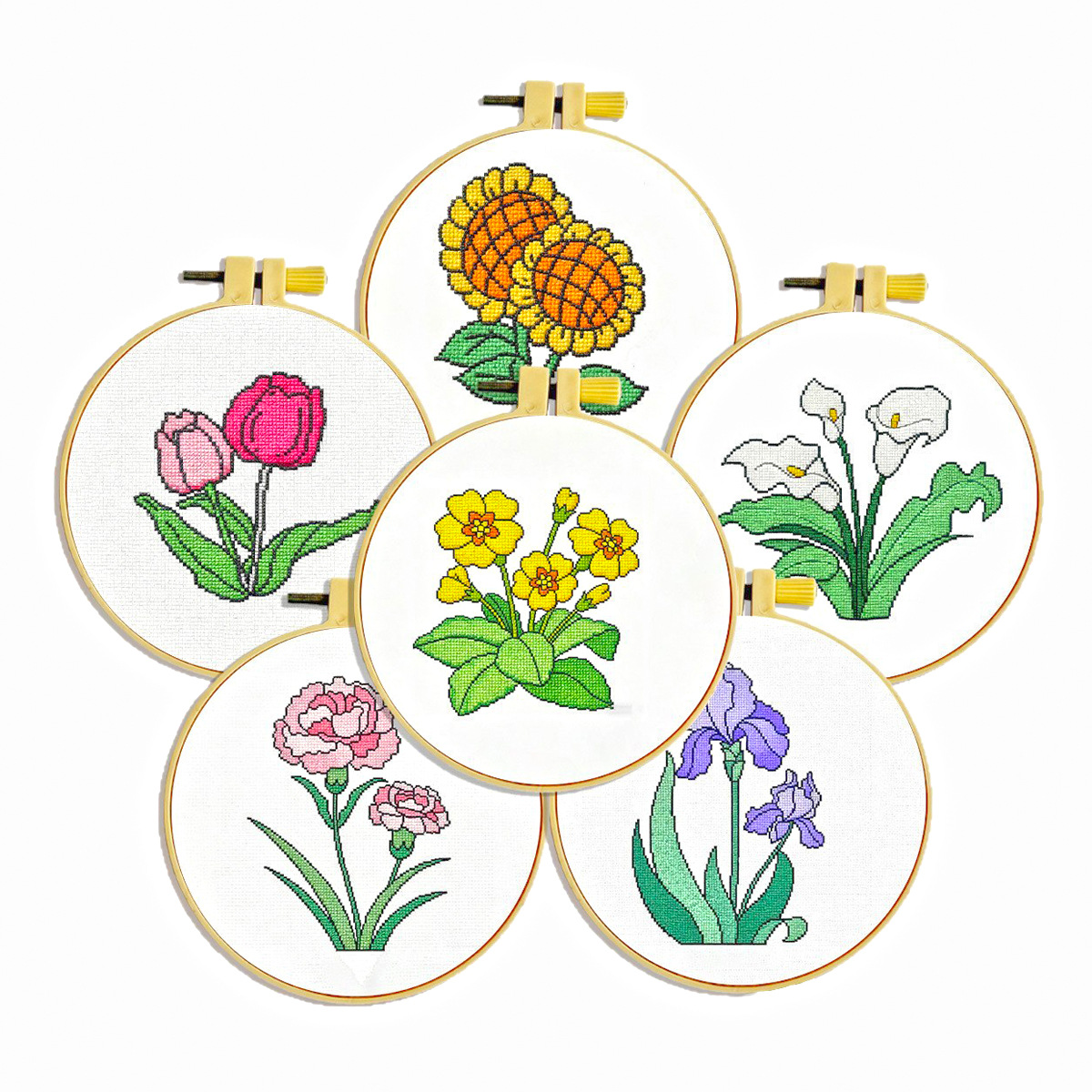 Nuevos colgantes de bordado cruzado DIY paquetes de materiales hechos a mano simple novato floral seis piezas con un conjunto de acoplamiento image 5