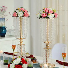 跨境铁艺婚庆电镀八角珠欧式烛台婚礼花架路引酒店桌花器装饰摆件