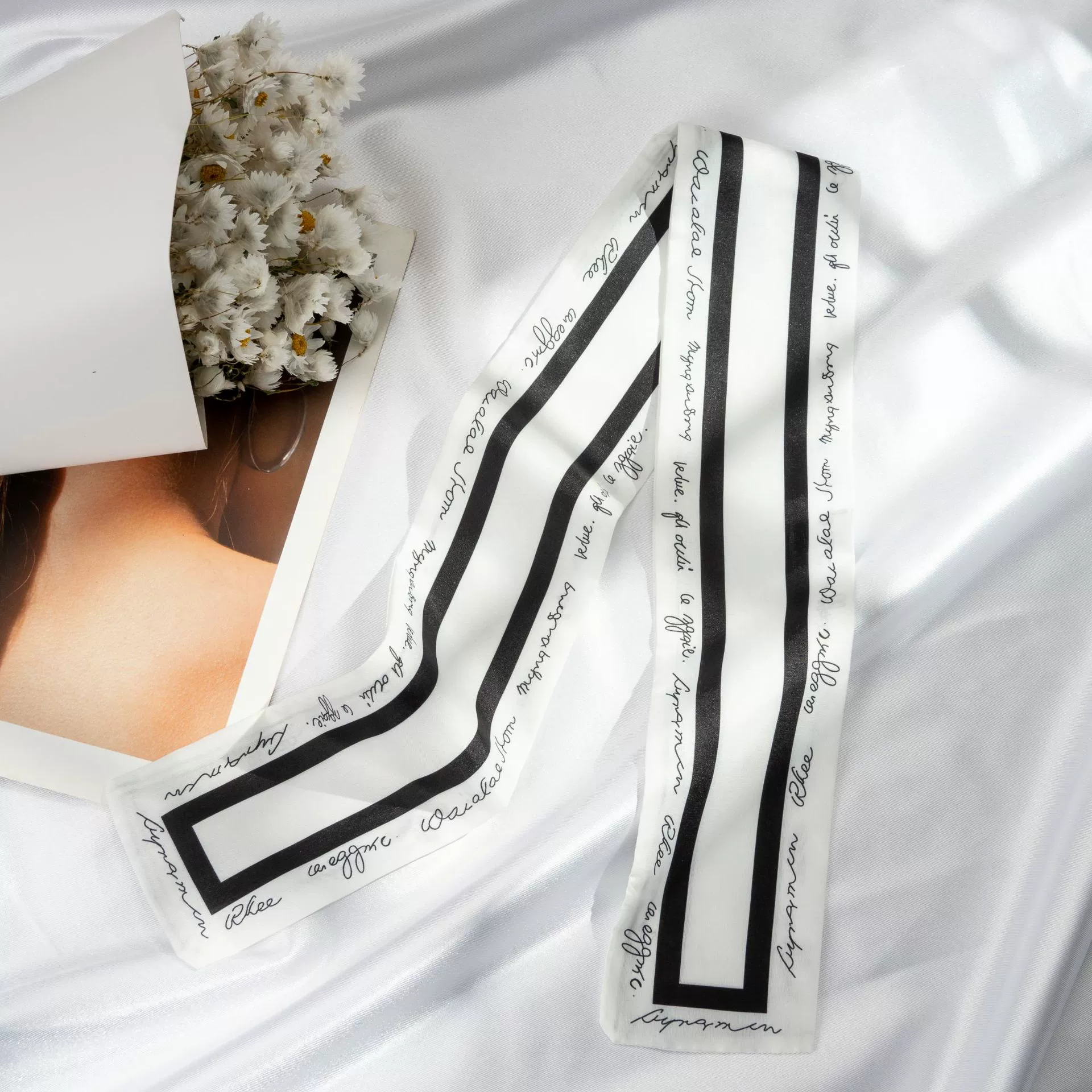 Silk Scarf Hairband (Suhang) long streamer 89×3.8 cm, lightweight gift box option