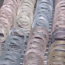 批发冰蓝香槟金猫眼石手镯渐变手镯 蜜桃粉白月光半山水女士玉镯