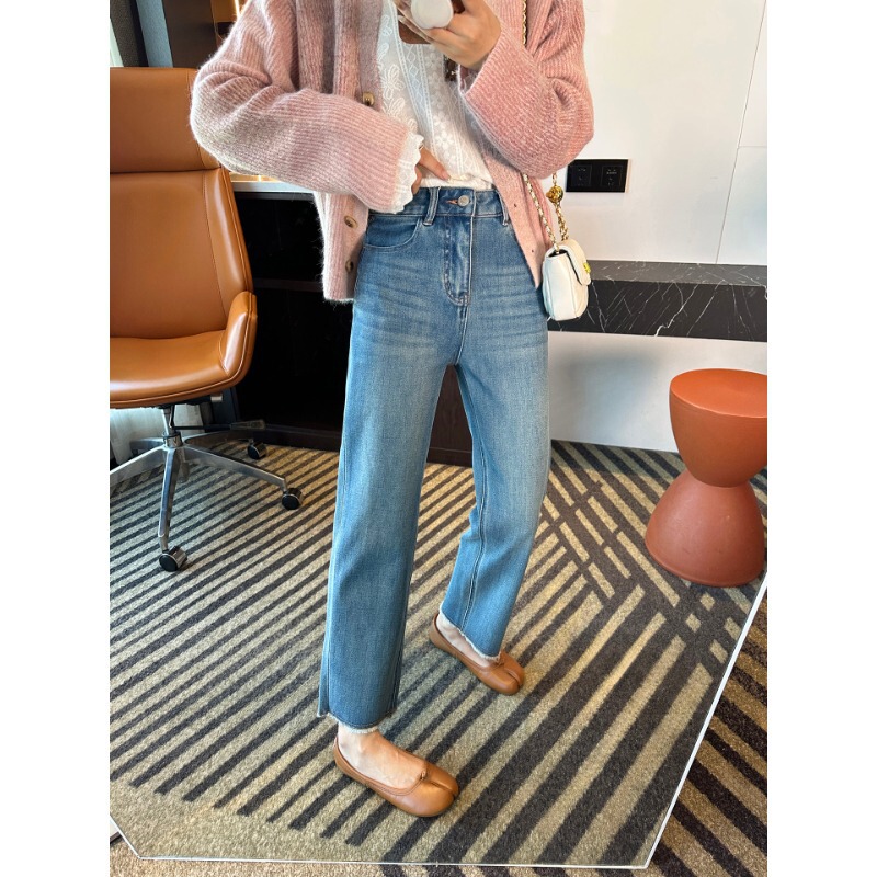 Leg-Lengthening Magic Pants!! Four-Way Stretch Frayed Hem Cropped Straight-Leg Jeans for Women, New High-Waisted Slimming Baguette Pants for Spring Leg-Lengthening Magic Pants!! Four-Way Stretch Frayed Hem Cropped Straight-Leg Jeans for Women, New High-Waisted Slimming Baguette Pants for Spring