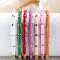 欧美新款竹节卡扣手镯 ins时尚彩色滴油工艺设计感手链手环百搭女