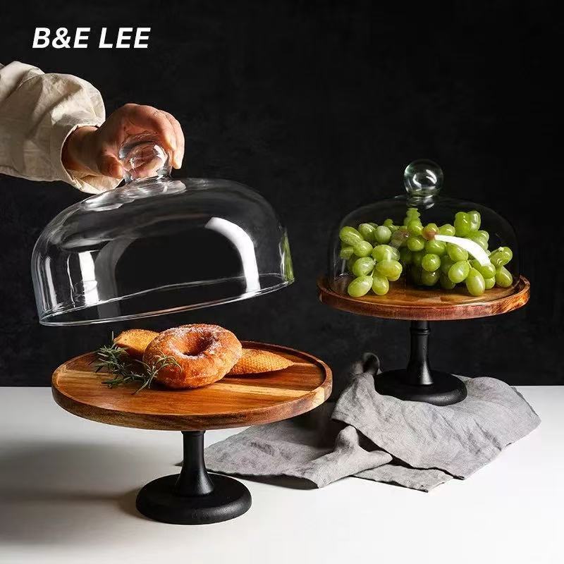 Nueva distribución transfronteriza de té de la tarde de madera de amor de estilo chino, mesa de postres, bandeja de pastel de frutas altas de madera maciza