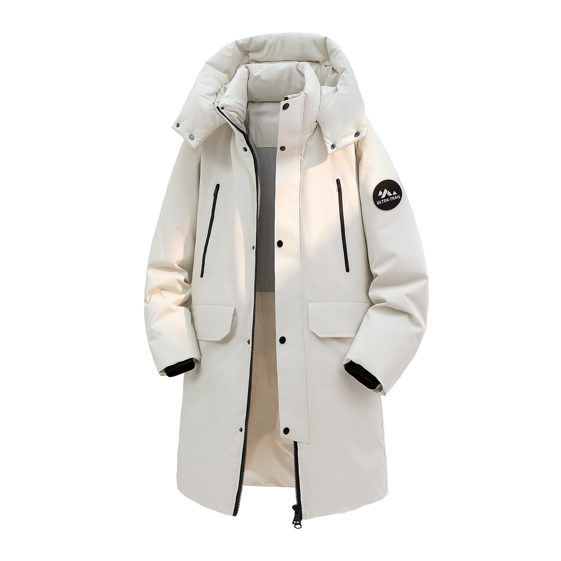 冬款加厚长款情侣同款羽绒服时髦简约帽子可拆卸经典立领英爵伦男