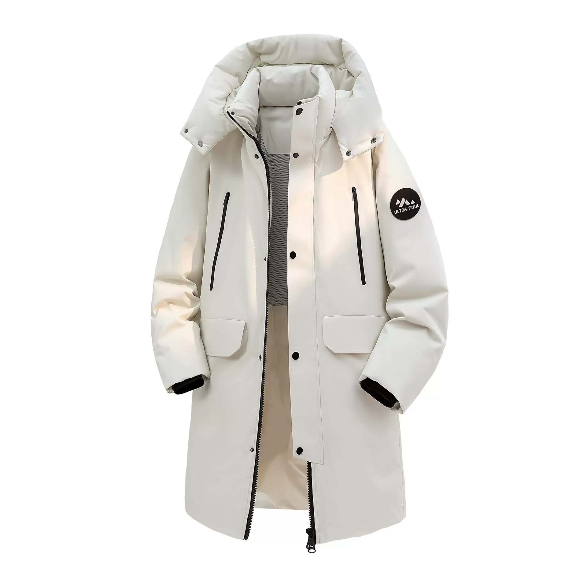 冬款加厚长款情侣同款羽绒服时髦简约帽子可拆卸经典立领英爵伦男