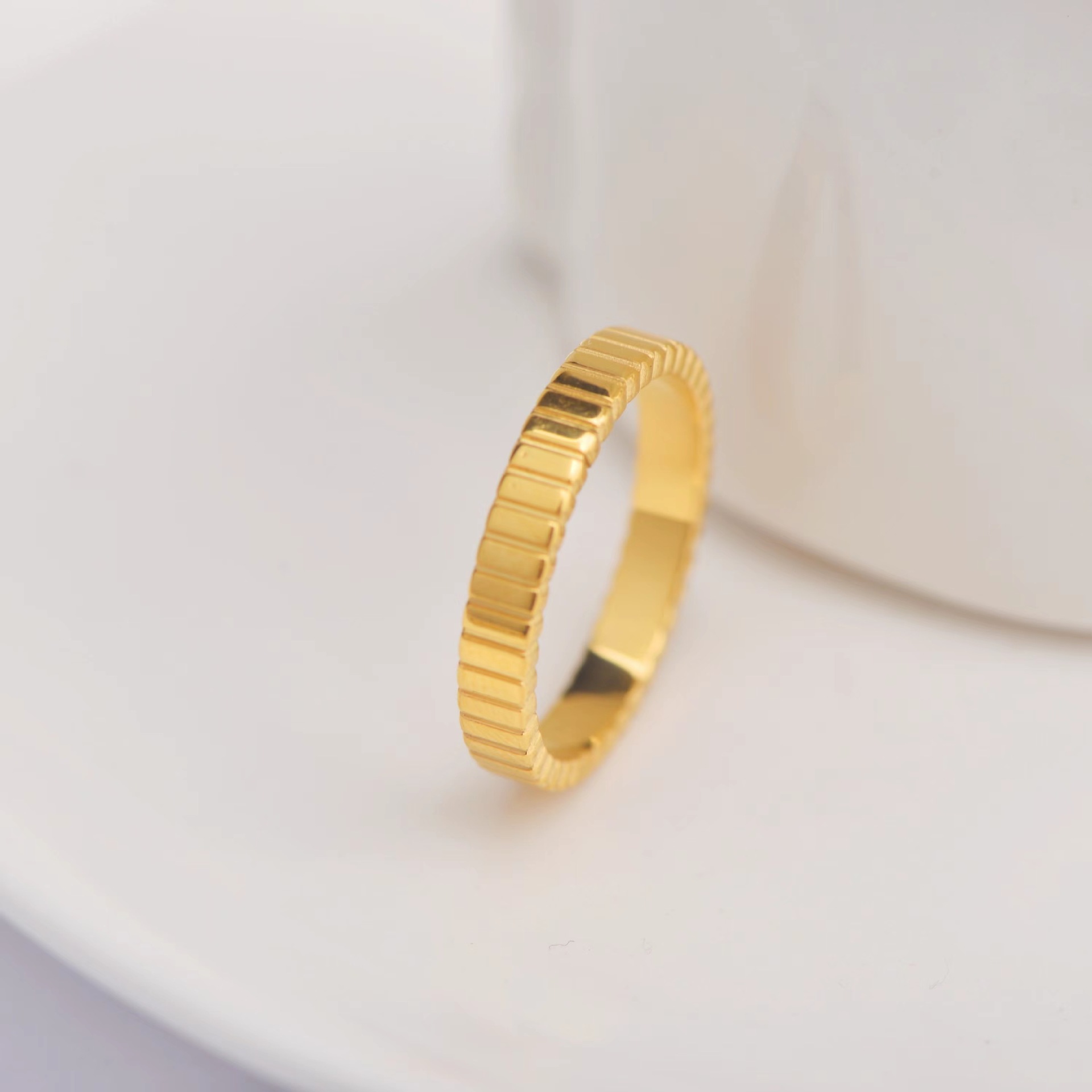 Daily Occasion 304 Stainless Steel Material PVD Coated Real Gold Plated 18K Gold Geometric Stainless Steel Simple Style Waterproof Non Tarnish Rings