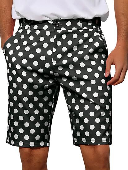 2024 ~ polka dot shorts men's pleated summer dress twill cotton golf shorts