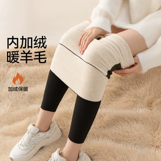 暖暖绒羊毛鲨鱼裤加绒保暖黑金瑜伽裤高腰收腹加厚黑金提臀打底裤