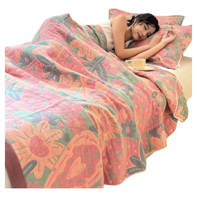 Manta de gasa de tres capas, aire acondicionado, sofá, manta, manta para la siesta, manta, edredón de toalla de descanso para cama, juego de tres piezas de verano