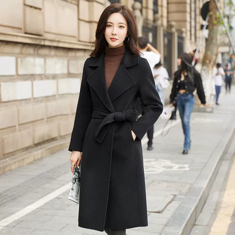 Длинное шерстяное пальто, куртка, средняя длина, slim fit