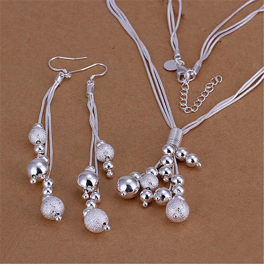 Серебряное украшение, ожерелье и серьги из жемчуга, комплект