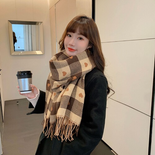 Houndstooth scarf women's wholesale versatile winter imitation cashmere scarf new thickened long scarf can be shipped in one piece