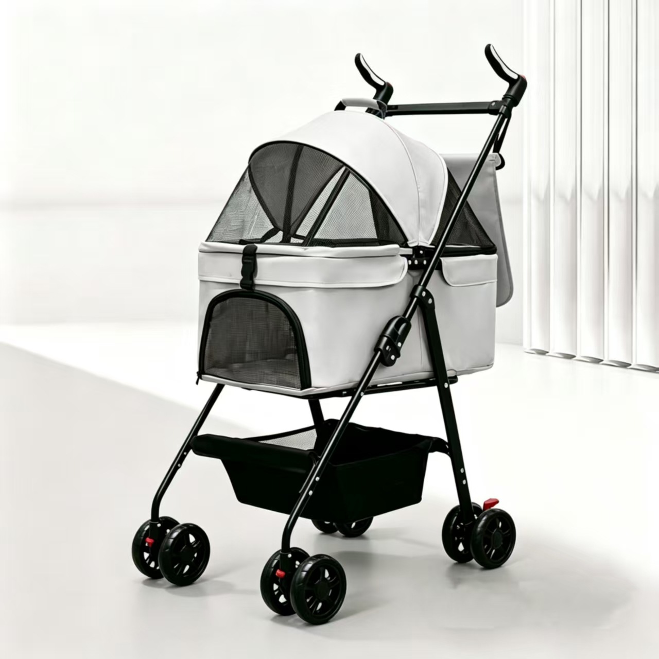 Cochecito Plegable para Mascotas de Metal, Plegable, para Exteriores