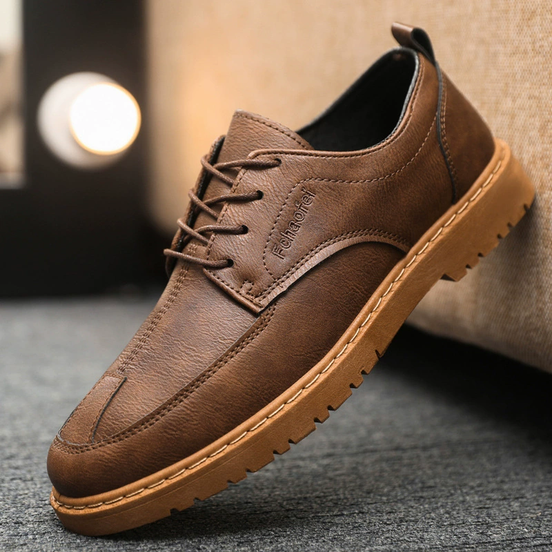 2024, повседневная нескользящая черная мужская официальная кожаная обувь для папы среднего возраста с круглым носком, деловая мужская обувь в новом стиле