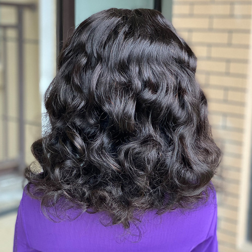 Double Drawn Natural Wave Frontal Human Hair Wig Lace Wig Headband