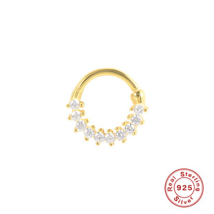 S925 Sterling Silver Single Row Diamond Puncture Cartilage Ear Ring European and American Best Selling Personalized INS Style Nose Ring Single Ear Bone Nail