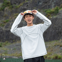 OOTD户外徒步速干衣男春秋百搭休闲潮牌撞色圆领宽松抗菌吸湿情侣