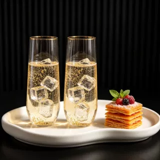 9oz烫金边塑料香槟杯红酒杯一次性塑料镀金冰淇淋杯鸡尾酒甜品杯