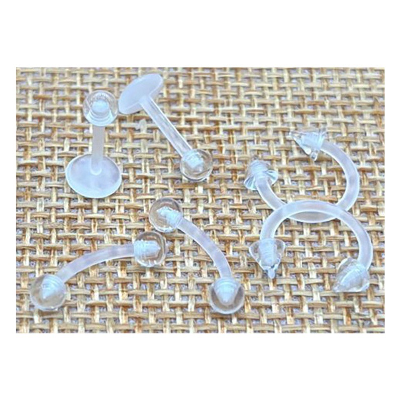 Transparent acrylic UV soft Rod lip nail piercing jewelry C Rod nose nail invisible eyebrow nail horseshoe Rod nose ring replacement ball