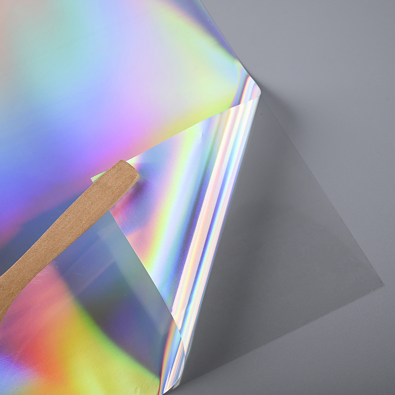 创意镭射背胶个性炫彩可滴塑镭射膜透明底 diy带胶镭射膜logo