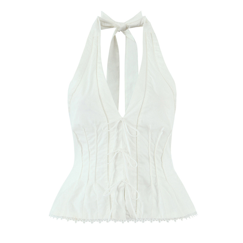 Halter Neck Corset Vest for Women 2025 Summer Style French Hottie Sexy Backless Slim Lace Lace Top
