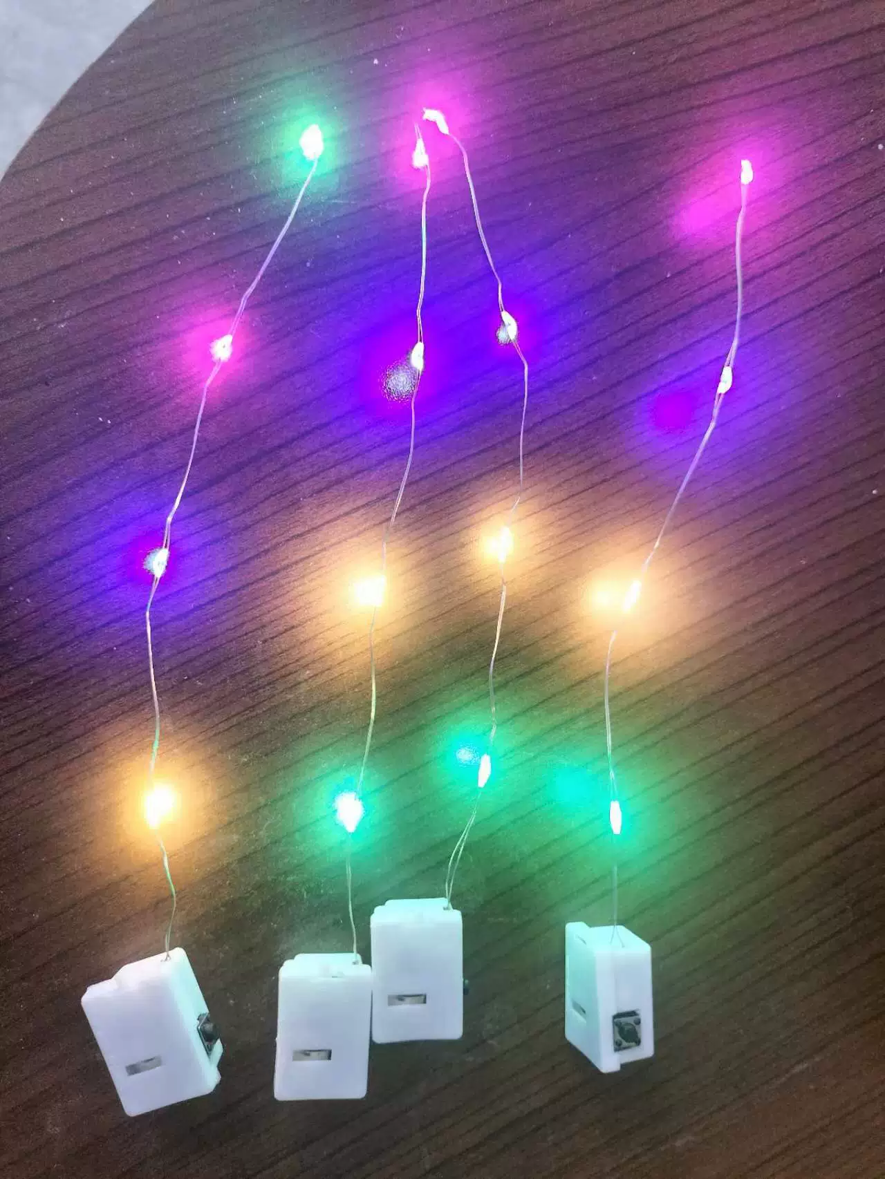 LED copper wire string lights, battery-powered (LR44/2032), waterproof, multi-length & color modes