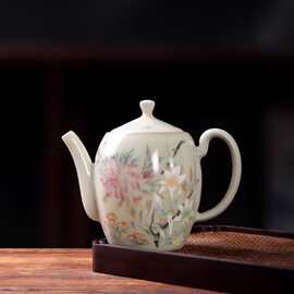 秘黄汝窑美人肩茶壶开片养线陶瓷功夫茶具中式小清新汝瓷泡茶壶单