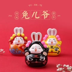 国慶節老北京彩絵兎爺石膏白胚手作りdiy創意手作りプレゼント国潮彩絵兎爺