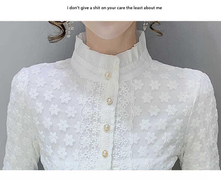 A high-end lace base layer shirt with added fleece and thickening for women in 2022, a stylish long-sleeved, warm and versatile top pic 8