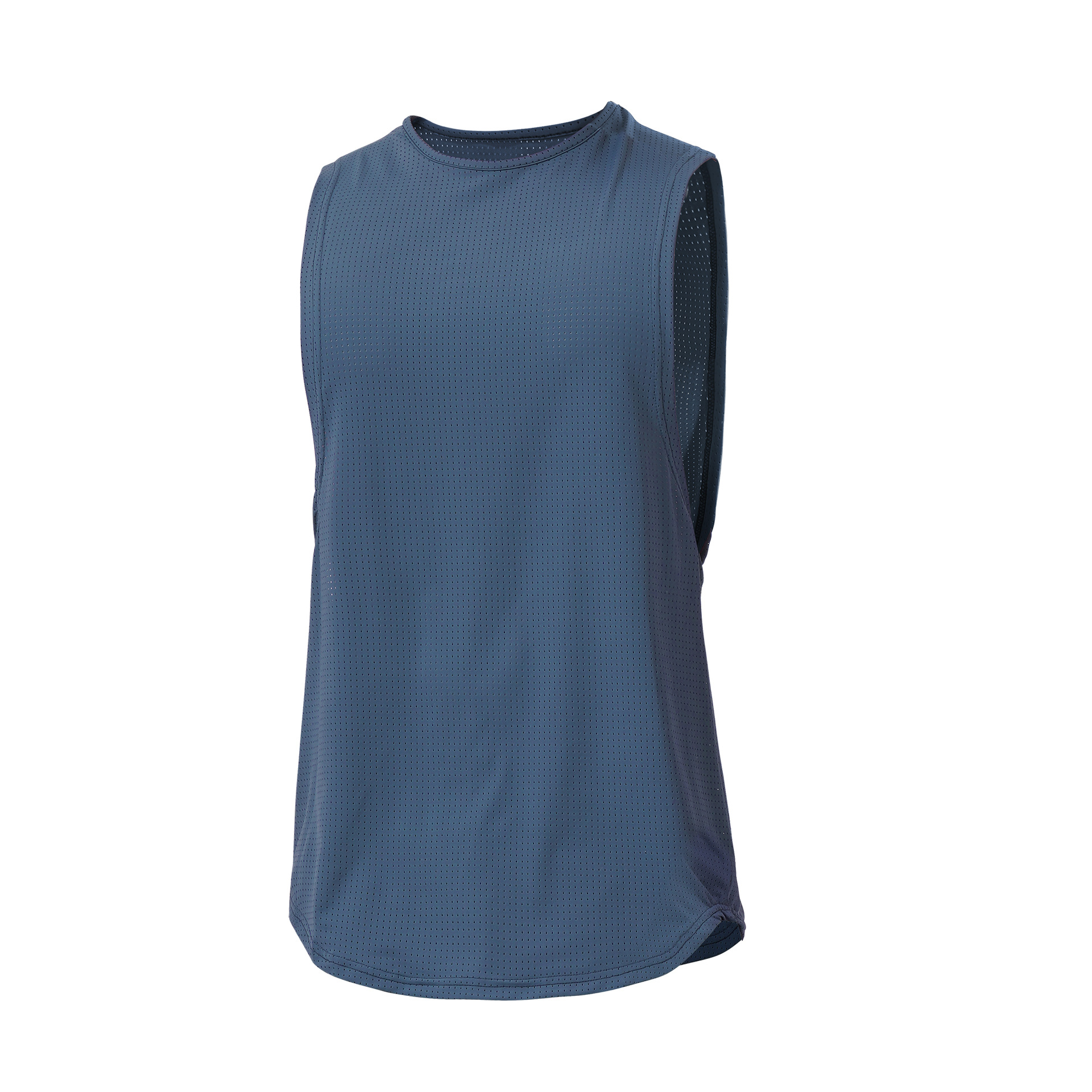 Chaleco transfronterizo de Europa y América malla de material de nylon de los hombres deportes gimnasio chaleco cuello redondo sin mangas en stock suministro