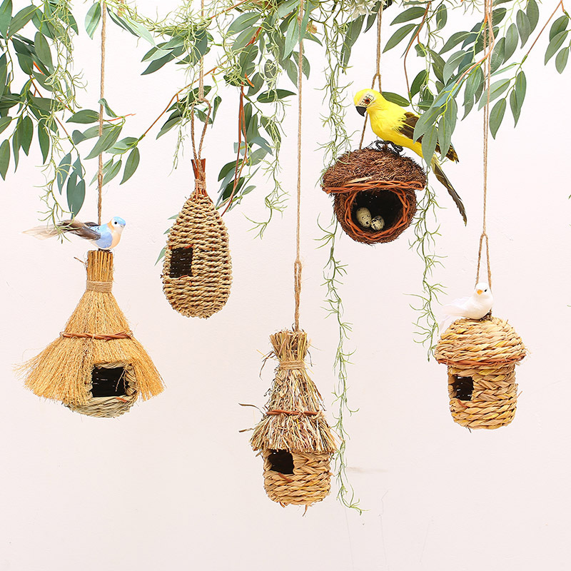 Kindergarten Hanging Ornament Ring Creation Environment Layout Material Pendant Decoration Mori Bird's Nest Mori Green Leaf Rattan Bird's Nest