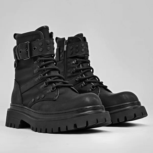Martin Boots for Men and Women, Autumn Retro British Style Black Work Boots, Casual Short Boots, Versatile Thick-Soled Motorcycle Boots