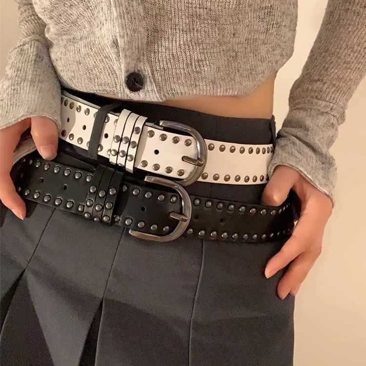 ファッションのパンク風の針は柳の針のベルトの女性の高級感のジーパンのスカートを掛けます。|undefined