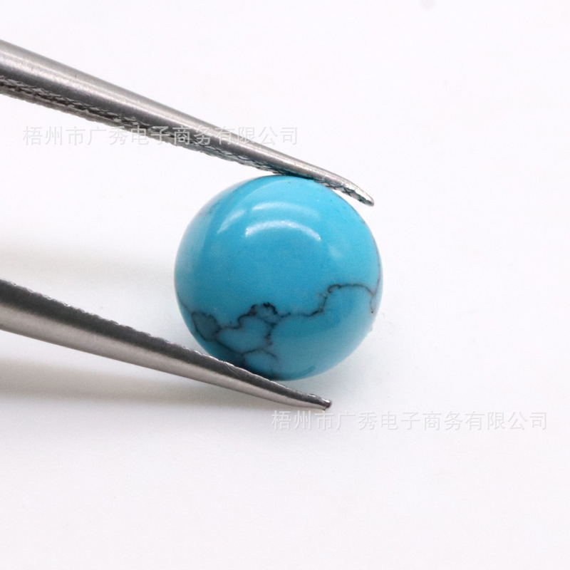 Turquoise glass gemstone, custom-made, 8mm
