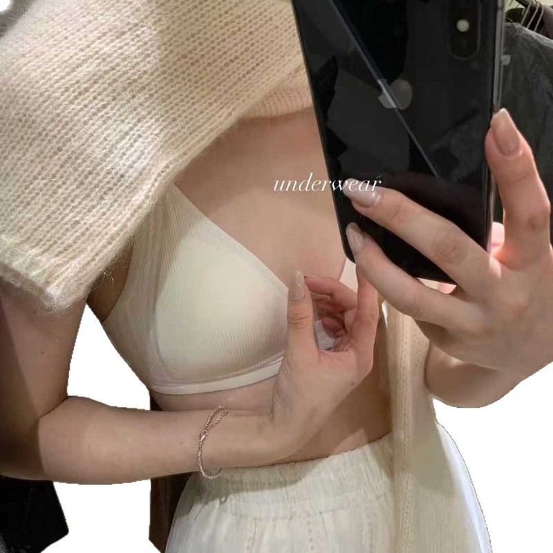metwo法式蕾丝"仙仙内衣"小胸薄杯网纱三角杯bra秋冬螺纹舒适内衣|undefined