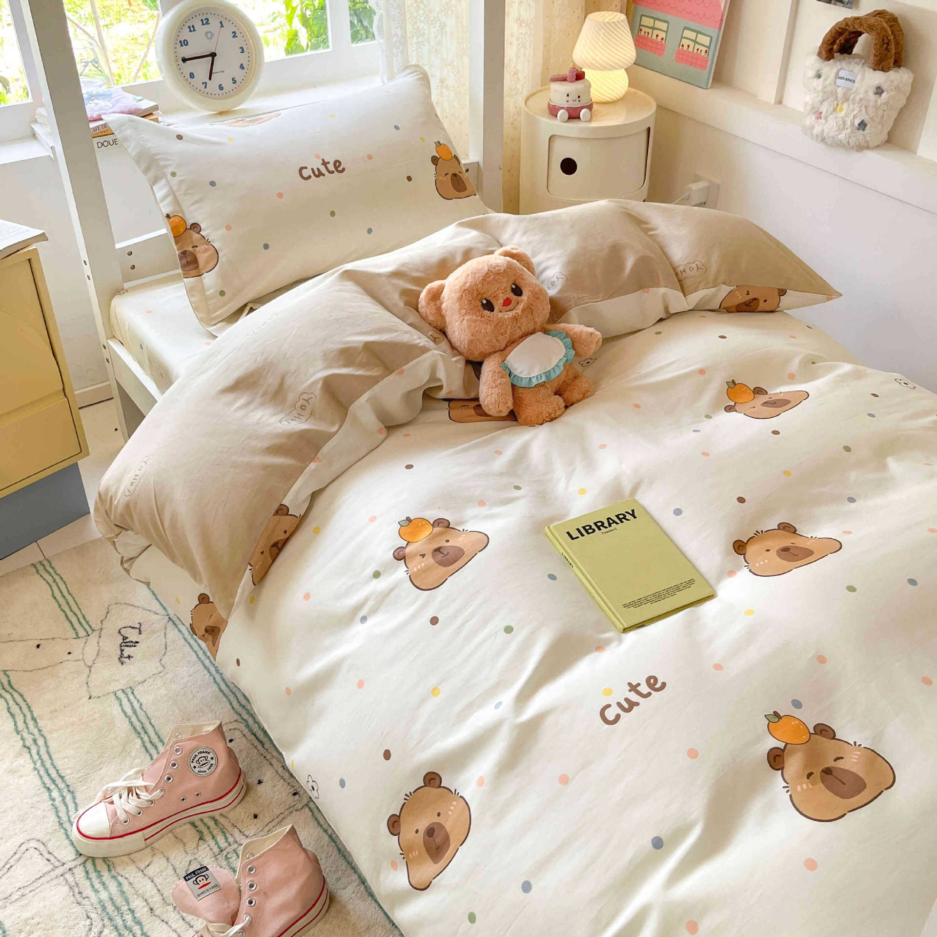 Ropa de cama de tres piezas de algodón para dormitorio de estudiantes universitarios, ropa de cama de algodón, funda de edredón, colchón de seis piezas, bolso de check-in