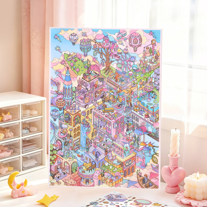 Papermore Extra-Large Size Landscape Stickers, Third Edition of the Big Corner Series, Fun DIY Toy Stickers for Students' Journals