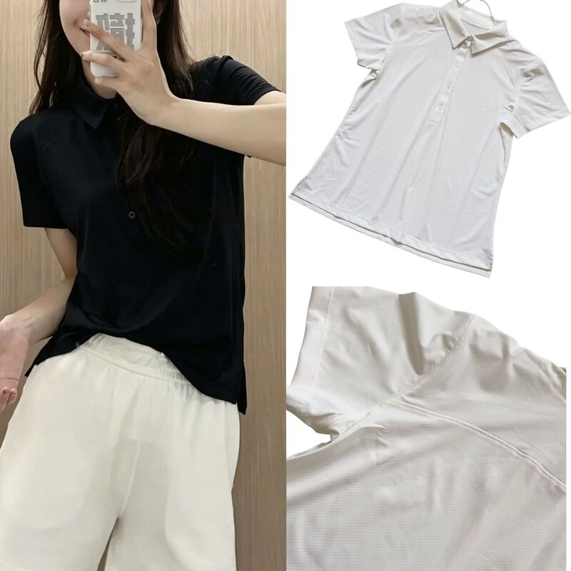 Correct Version of the 3D Jacquard Breathable Quick-Dry Yoga Fitness Polo Shirt, High-Elasticity Naked-Feel Tennis Sports T-Shirt, Slimming Effect Correct Version of the 3D Jacquard Breathable Quick-Dry Yoga Fitness Polo Shirt, High-Elasticity Naked-Feel Tennis Sports T-Shirt, Slimming Effect
