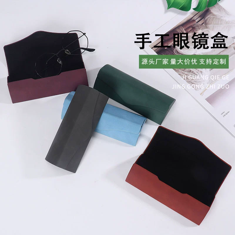 Обработка на заказ овечий бар треугольник ручной работы коробка для очков упаковочная коробка для мужчин и женщин кожа металлическая складная коробка для очков завод