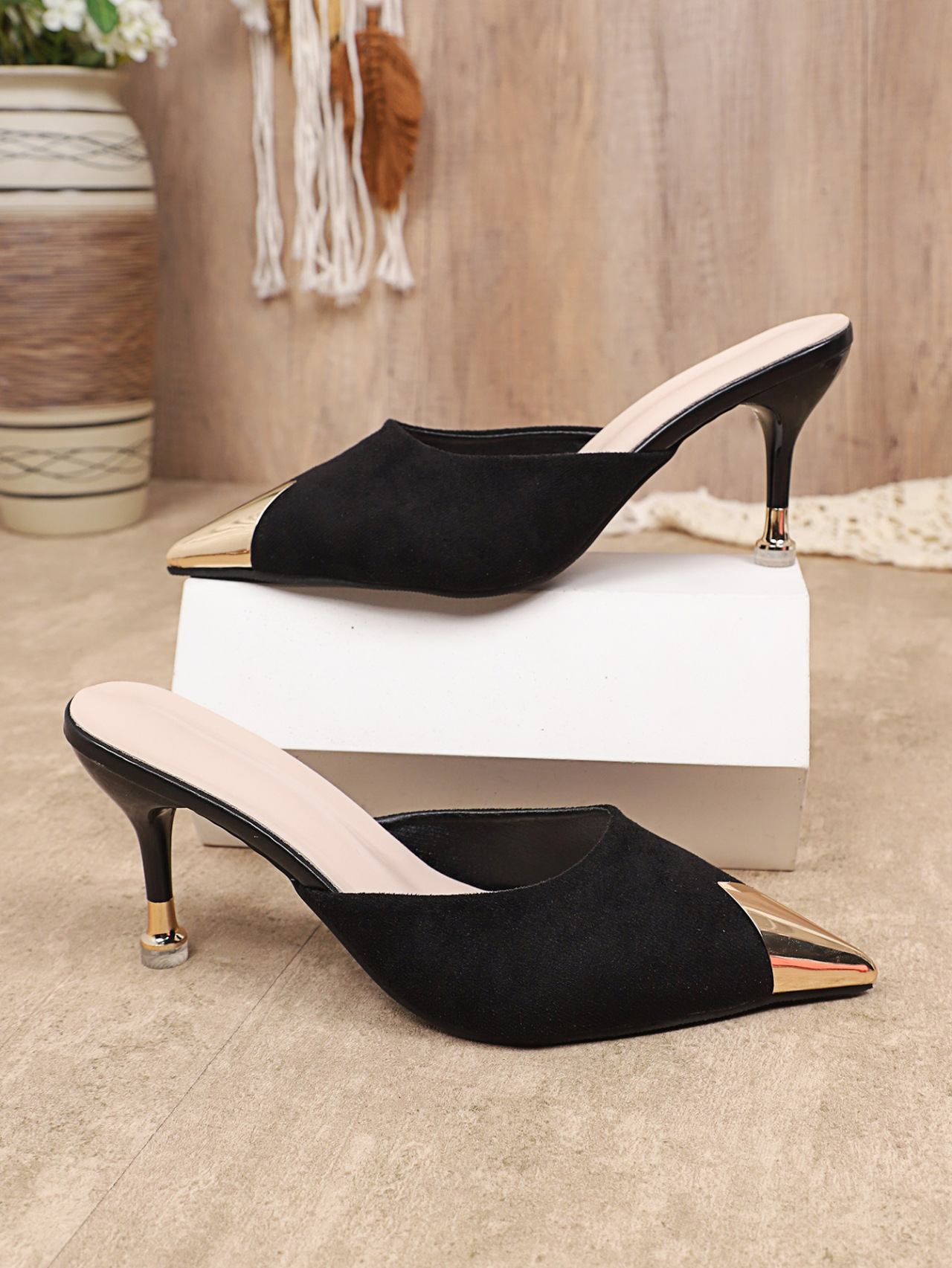 Women's Pointed Toe Stiletto High Heel Slippers Summer Mules_voghion.com