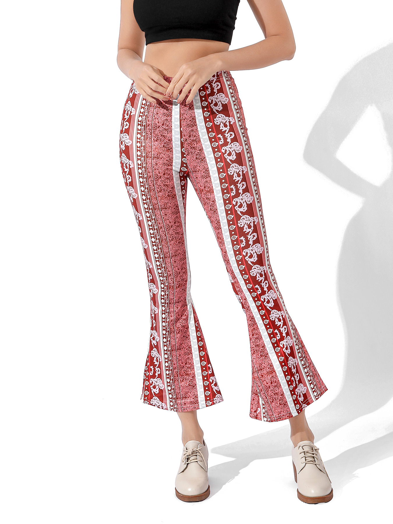 Pantaloni da yoga da donna stampa digitale elasticizzati allenamento per la danza shopping casual piccoli pantaloni da yoga freschi leggings con fondo a zampa d'elefante_voghion.com