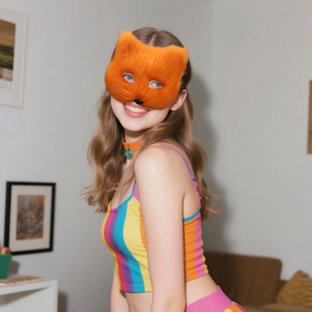 Halloween mitad cara de simulación felina felina máscara de zorro máscara de baile de disfraces accesorios de fiesta de cine y televisión