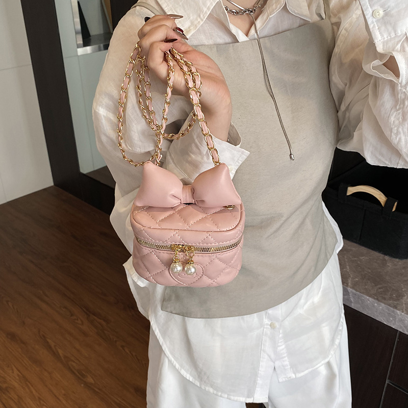 Bolsas coreanas para niños y niñas, bolsas de hombro de arco lindas, bolsas de caja de moda para niños, bolsas de cadena para niños, nueva moda