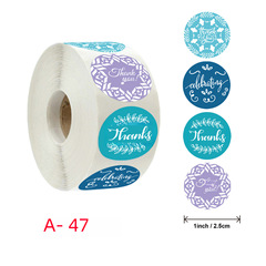 Bulk Roll DIY Thank You Floral Pattern Holiday Wedding Decorative Pressure Sensitive Labels