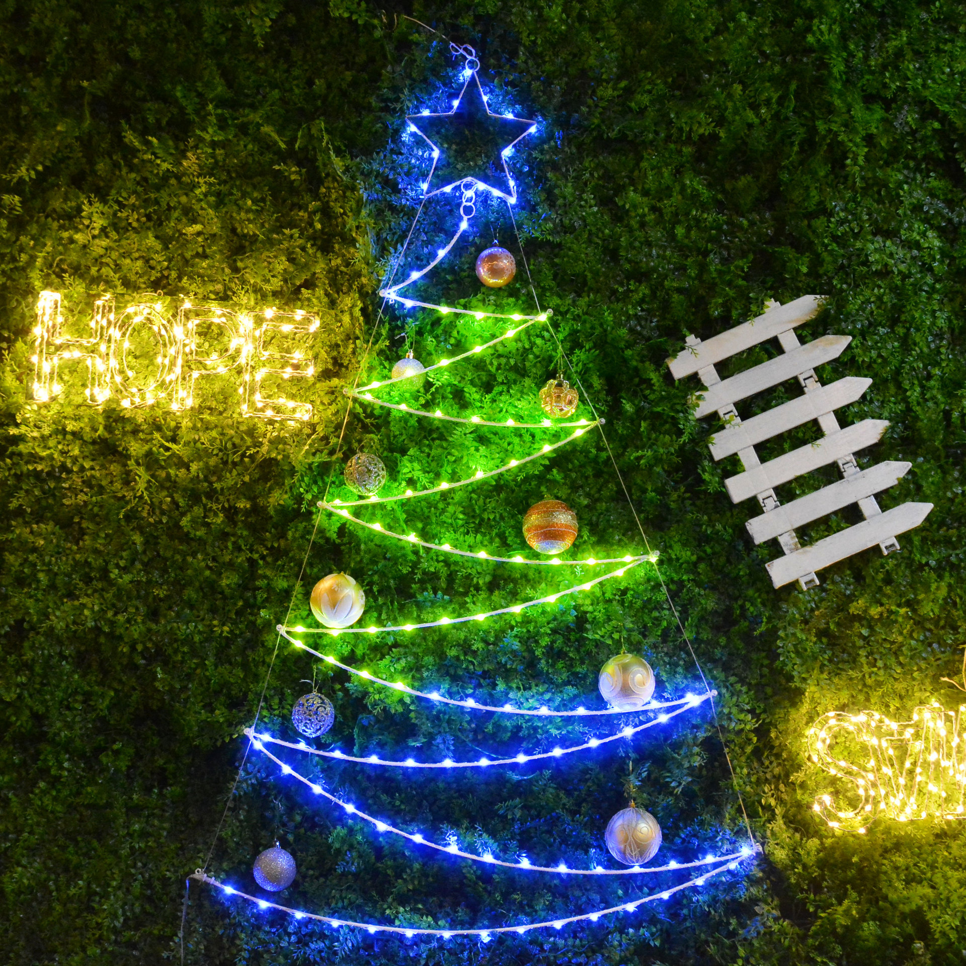 厂家直销LED装饰灯串 星星圣诞树RGB氛围灯串 圣诞树五角星灯串