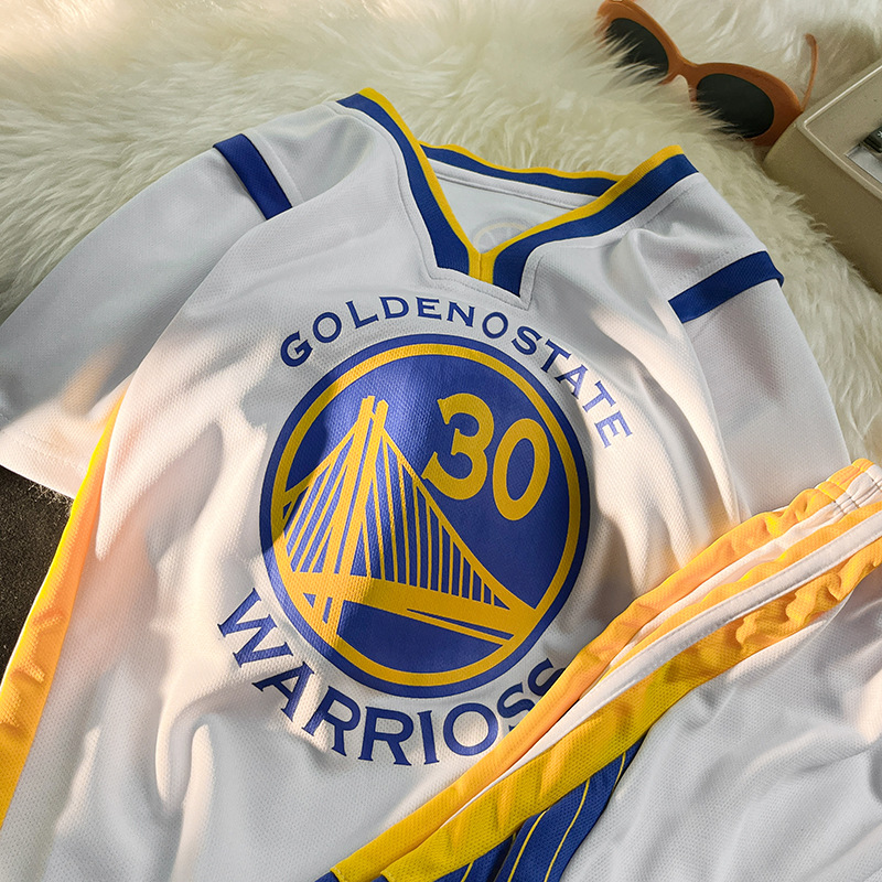 Camiseta retro Warrior City Edition Curry No. 30 uniforme de baloncesto No. 11 Thompson Traje deportivo casual para hombre