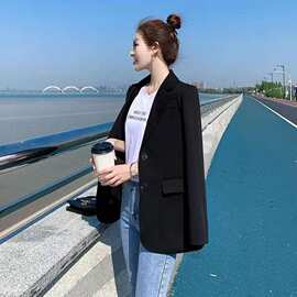 西装女新款外套韩版百搭春秋季新款网红休闲小个子西服英伦风氨纶
