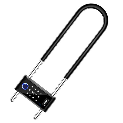 [Source Factory] Bloqueo de contraseña Bluetooth Puerta de vidrio Candado electrónico en forma de U Cerradura de puerta doble push-up Cerradura de huella digital inteligente