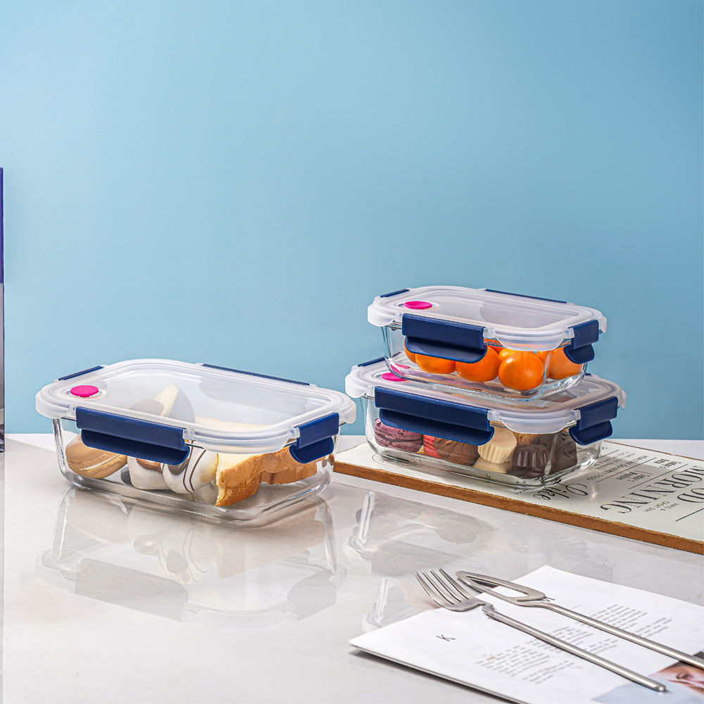 透明玻璃沙拉保鲜饭盒套装 微波炉密封便当盒保险银行开业礼品