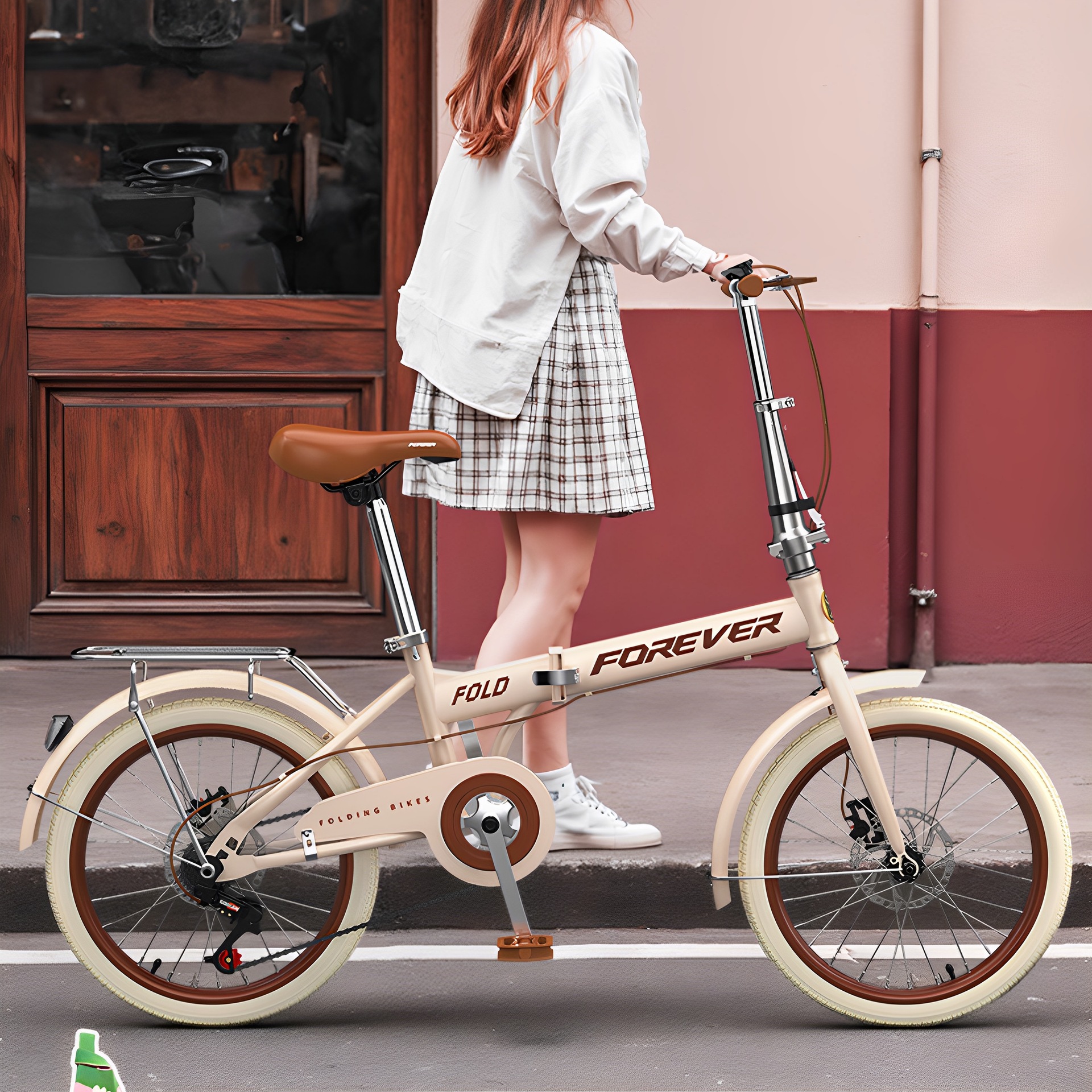 Foldable Bicycle for Adults, Small Portable Bicycle for Women, Put in the Trunk, Variable Speed for Commuting to Work